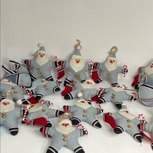 Festive Rustic Denim Western Santa Ornaments Set